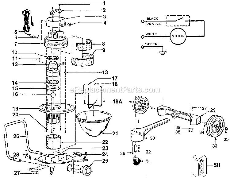 Black and Decker 6633 (Type 3) Vacuum Cleaner 10 Gal Power Tool Page A Diagram